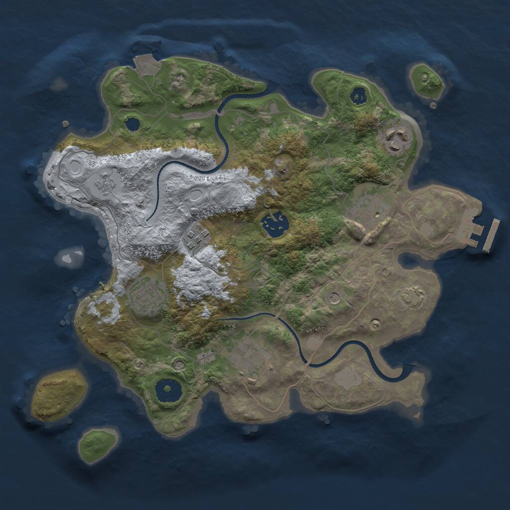Rust Map: Procedural Map, Size: 3000, Seed: 55115884, 11 Monuments