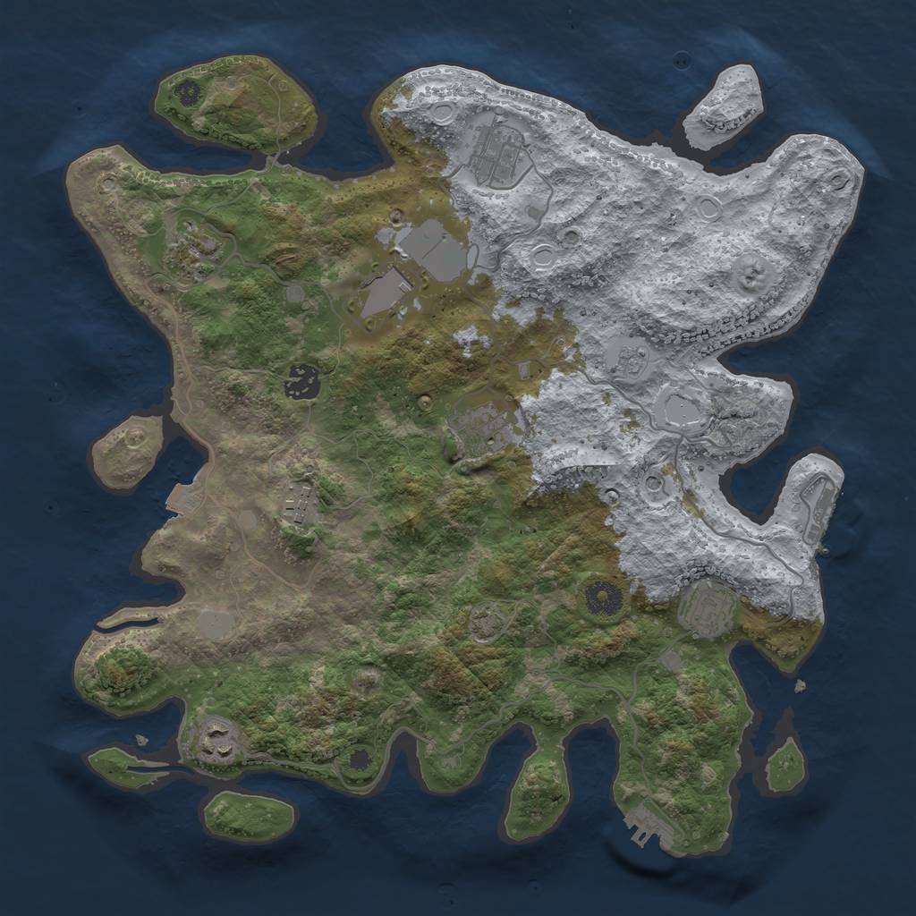 Rust Map: Procedural Map, Size: 3700, Seed: 22320765, 16 Monuments