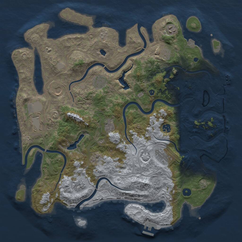 Rust Map: Procedural Map, Size: 4300, Seed: 52112945, 16 Monuments
