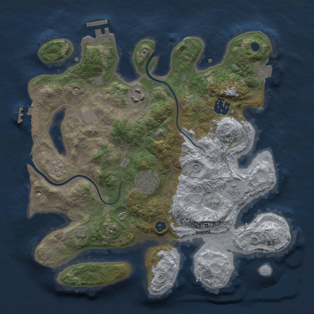 Rust Map: Procedural Map, Size: 3000, Seed: 2481, 10 Monuments