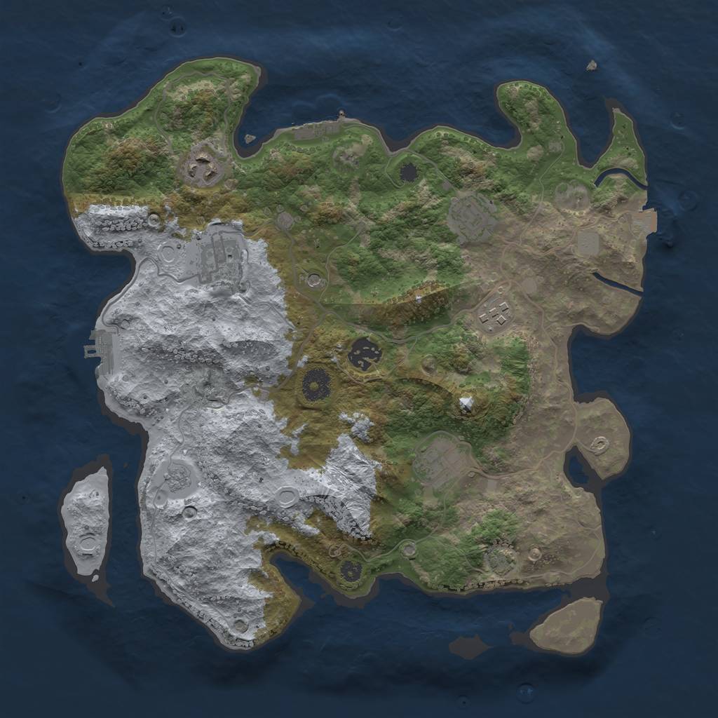Rust Map: Procedural Map, Size: 3450, Seed: 72926129, 14 Monuments