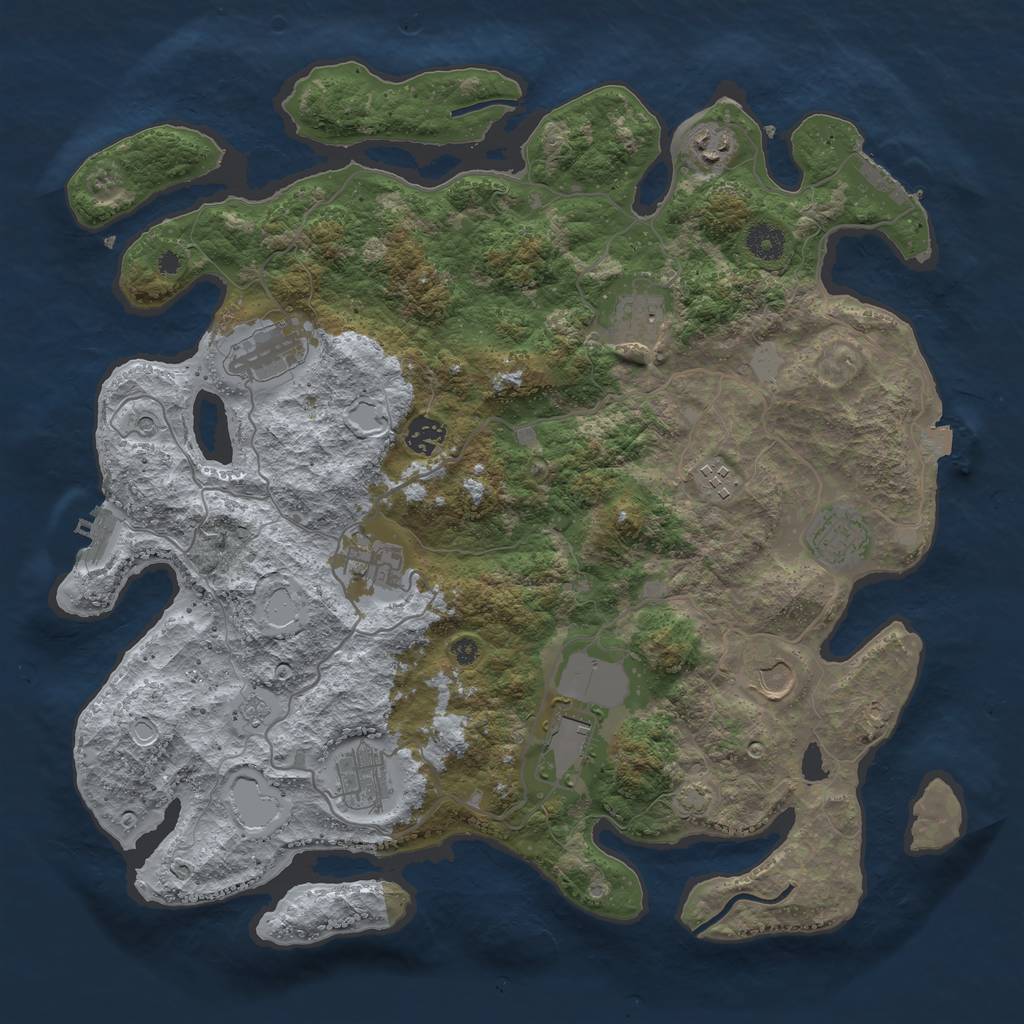 Rust Map: Procedural Map, Size: 4000, Seed: 1100938689, 18 Monuments