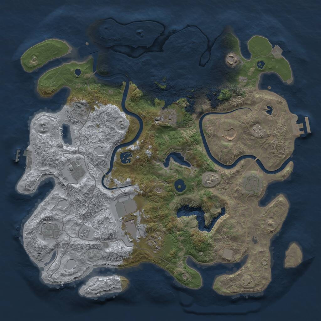 Rust Map: Procedural Map, Size: 4000, Seed: 1100938689, 16 Monuments
