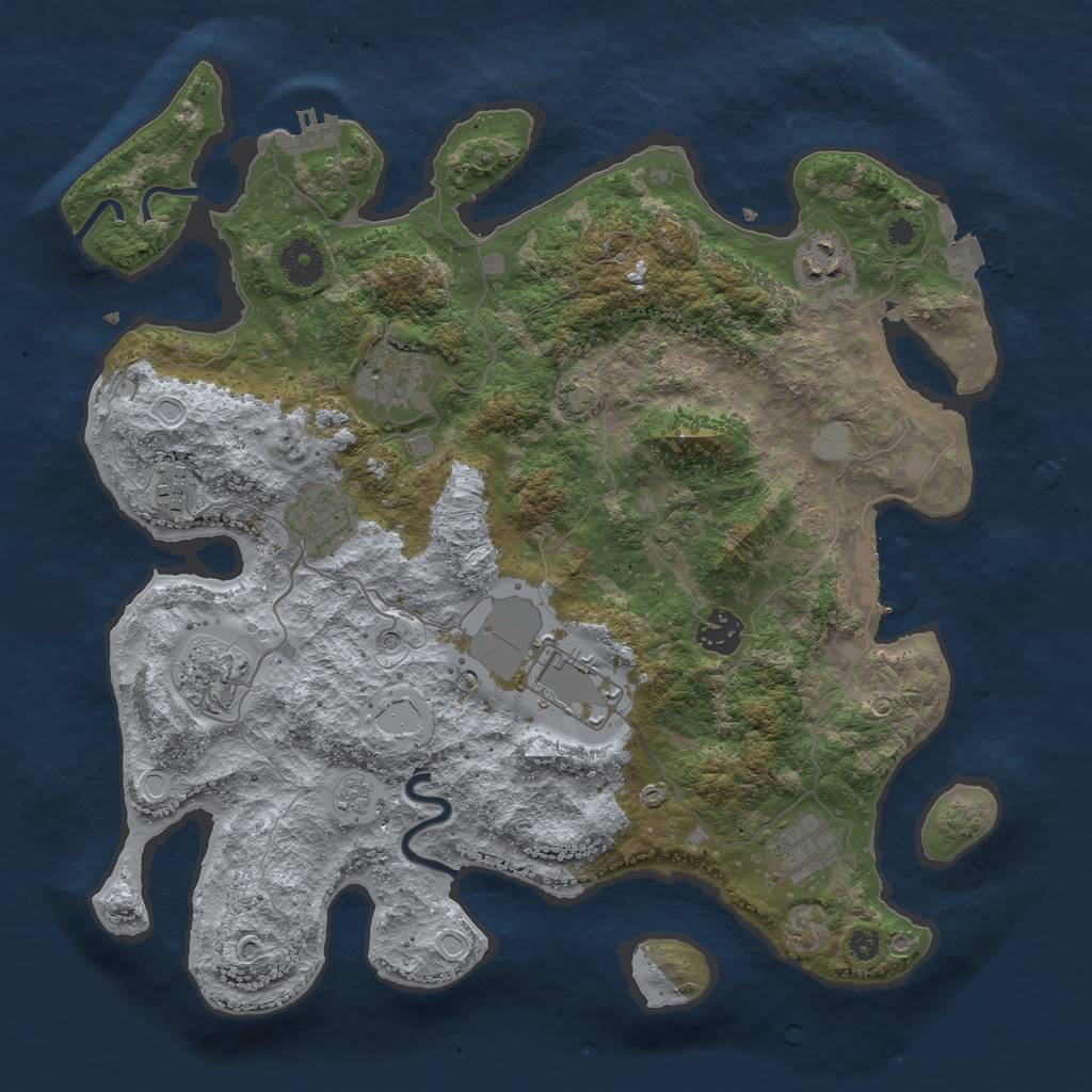Rust Map: Procedural Map, Size: 3650, Seed: 18367502, 16 Monuments