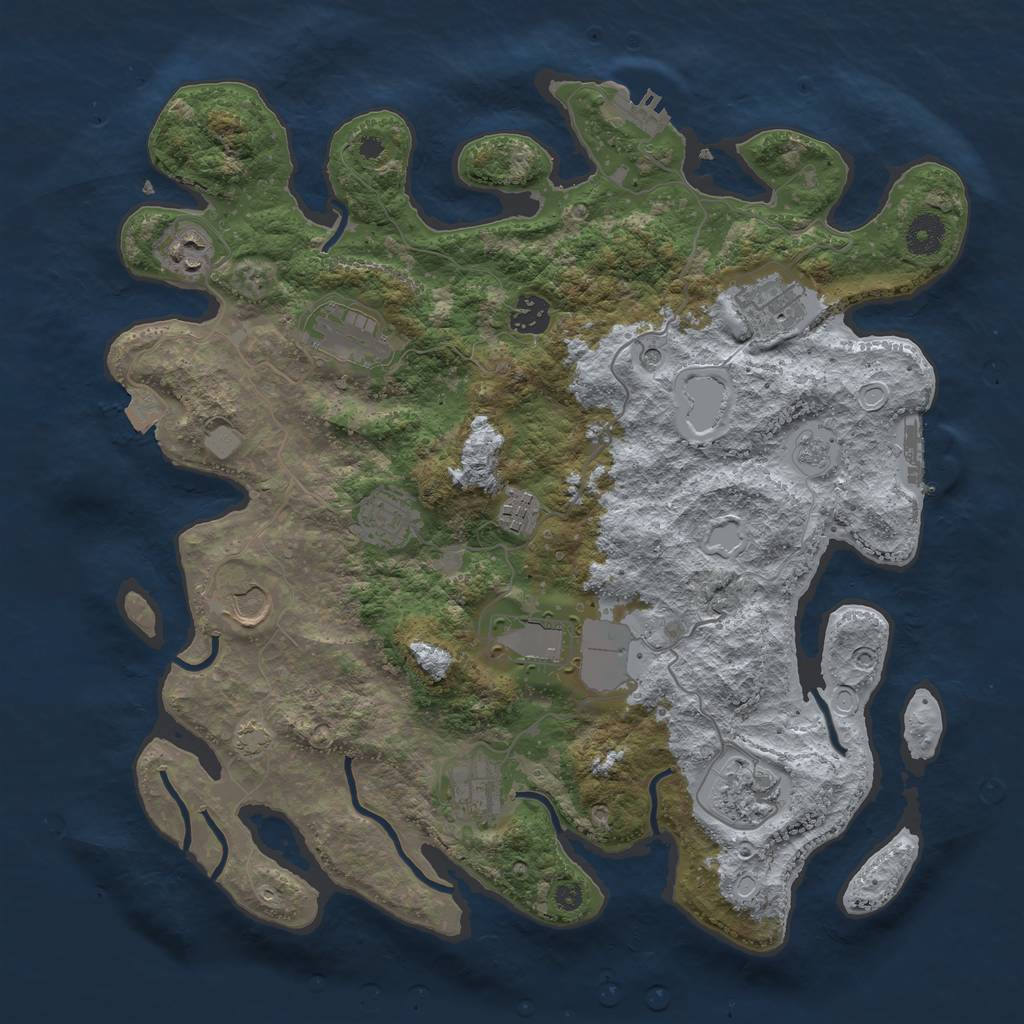Rust Map: Procedural Map, Size: 3800, Seed: 13174850, 18 Monuments