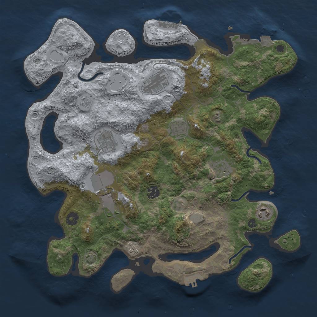 Rust Map: Procedural Map, Size: 3650, Seed: 28303167, 16 Monuments