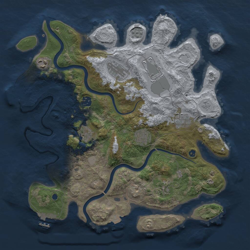 Rust Map: Procedural Map, Size: 3550, Seed: 53698193, 15 Monuments