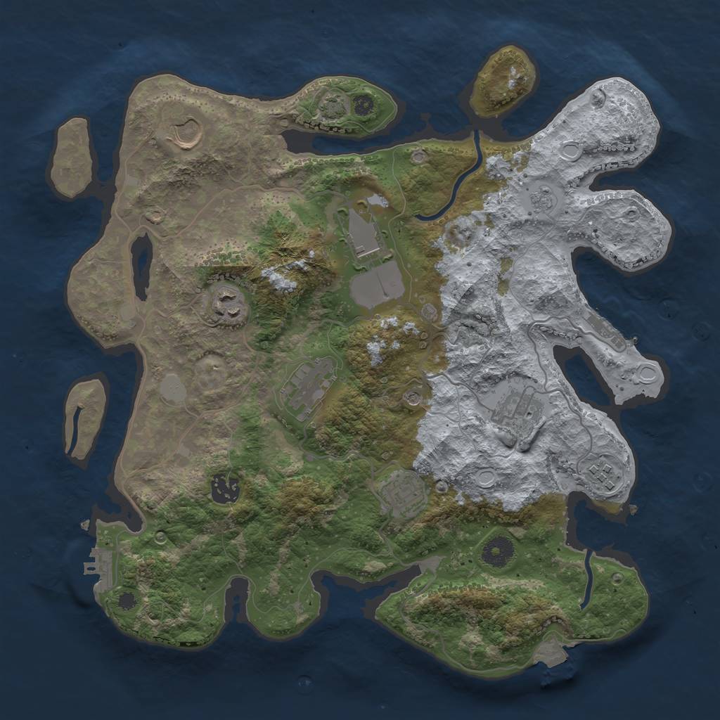 Rust Map: Procedural Map, Size: 3550, Seed: 48152331, 16 Monuments