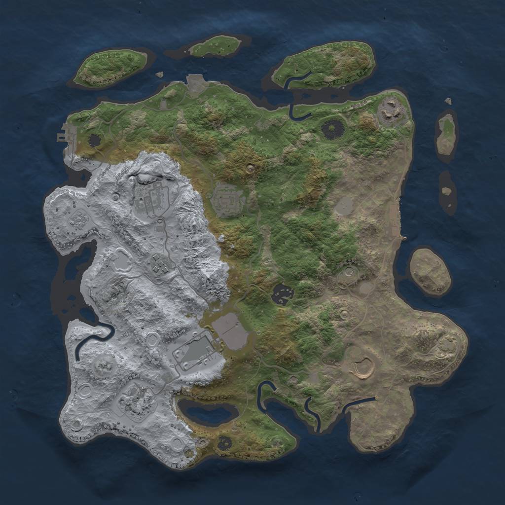 Rust Map: Procedural Map, Size: 3550, Seed: 65787132, 16 Monuments