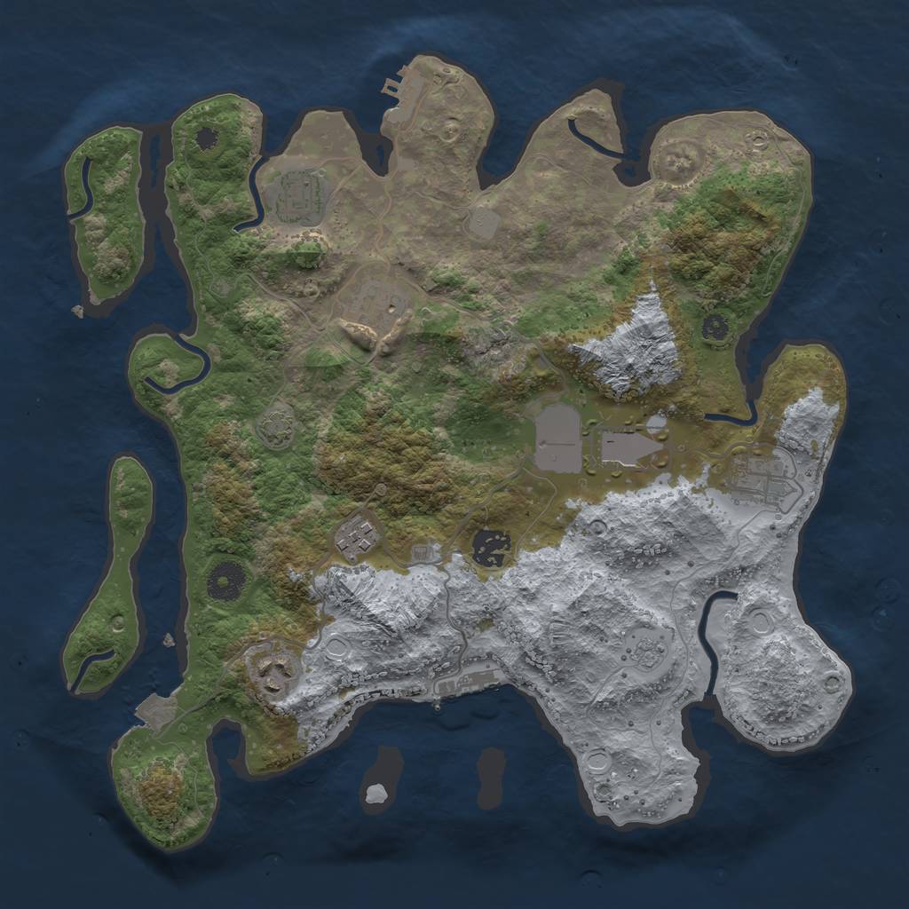 Rust Map: Procedural Map, Size: 3500, Seed: 150180672, 14 Monuments