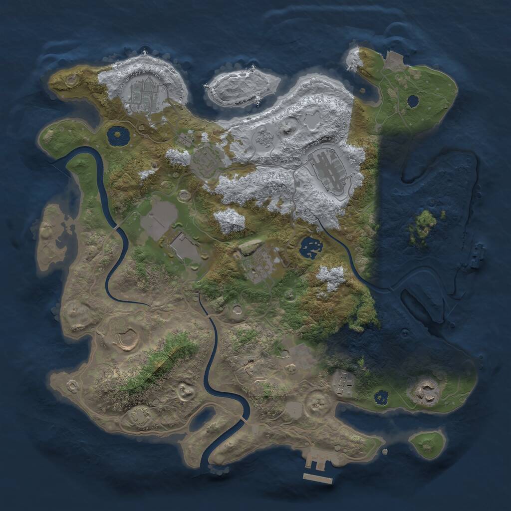 Rust Map: Procedural Map, Size: 3500, Seed: 1205631128, 16 Monuments