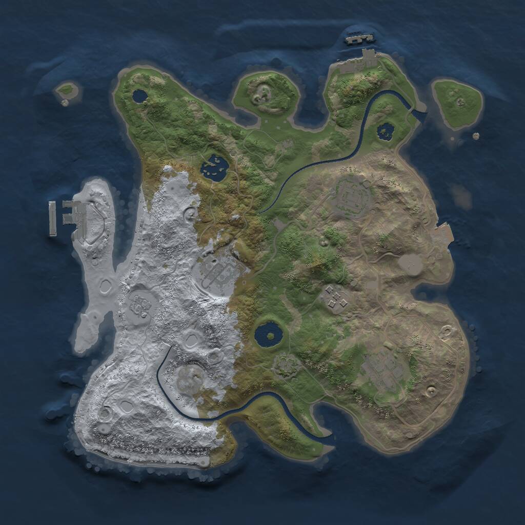 Rust Map: Procedural Map, Size: 3000, Seed: 19808, 10 Monuments