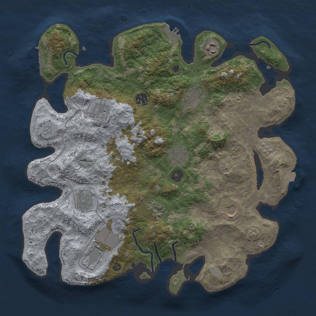 Rust Map: Procedural Map, Size: 3800, Seed: 24027420, 18 Monuments
