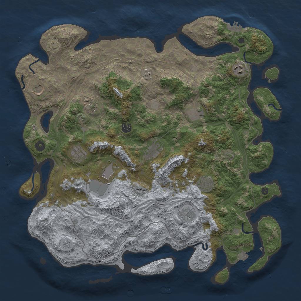 Rust Map: Procedural Map, Size: 4400, Seed: 3747760, 18 Monuments