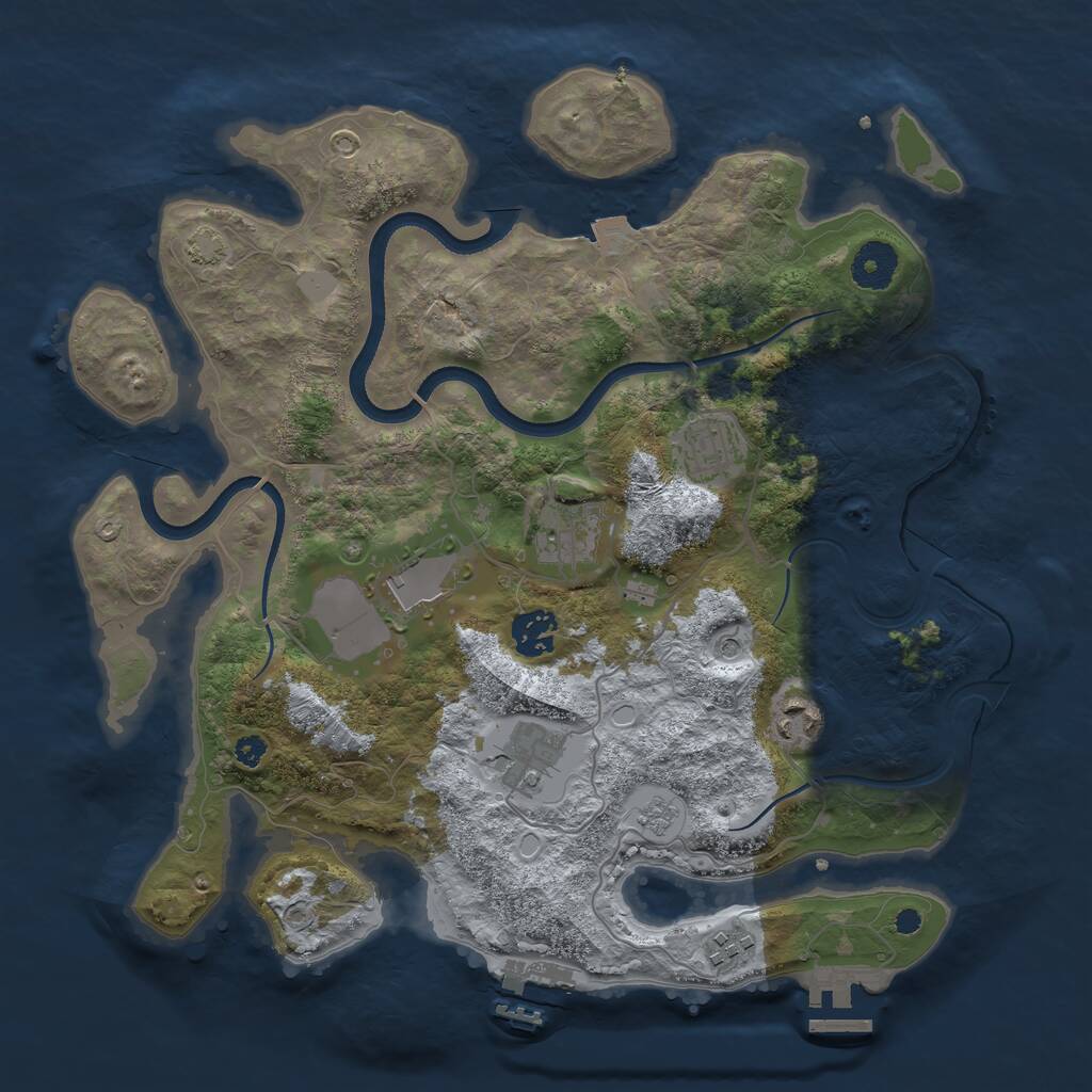 Rust Map: Procedural Map, Size: 3500, Seed: 1295607740, 13 Monuments