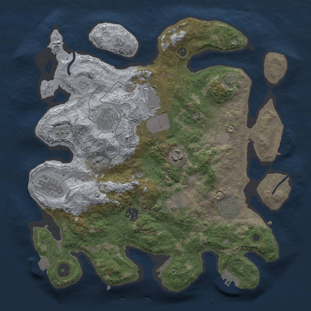 Rust Map: Procedural Map, Size: 3500, Seed: 572828435, 16 Monuments