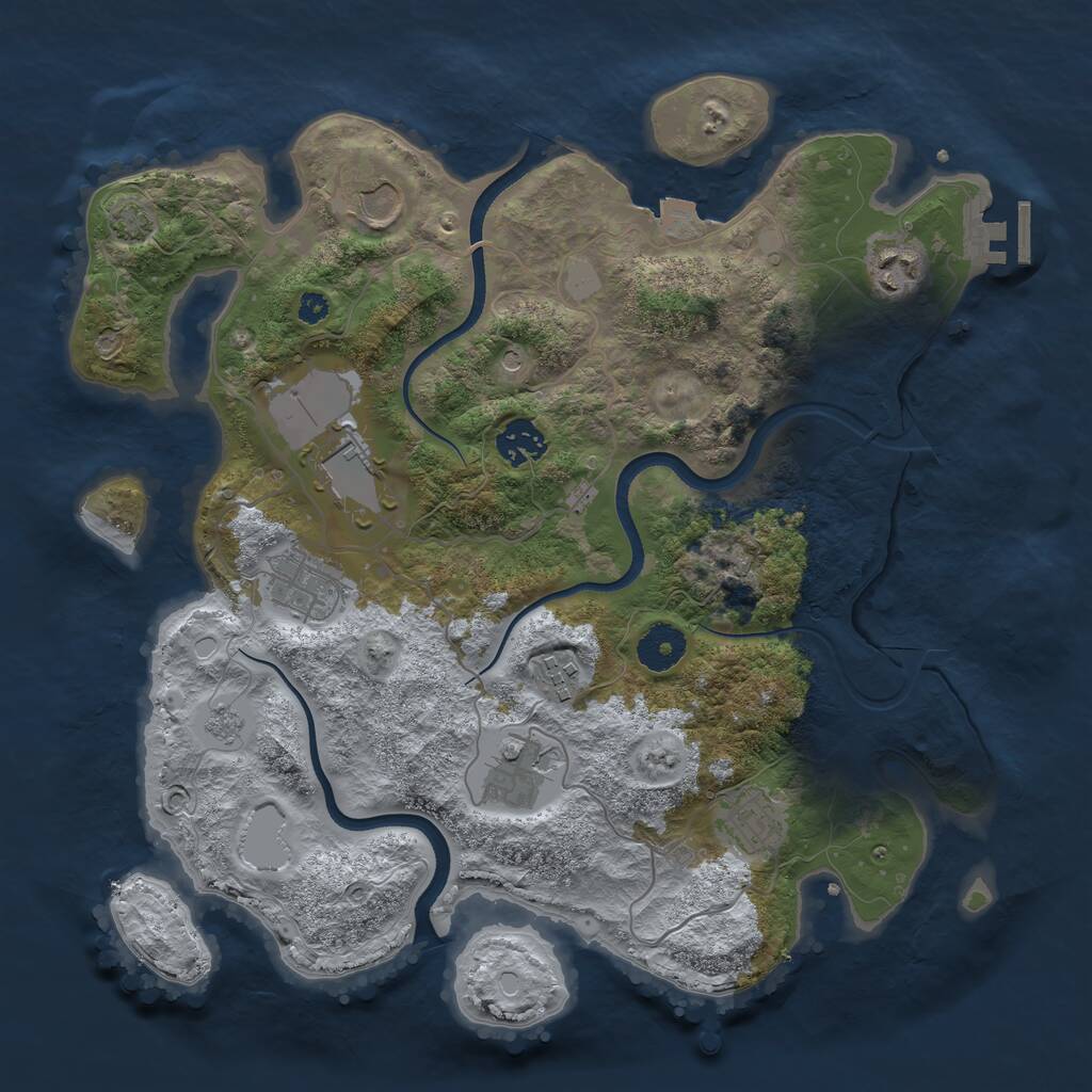Rust Map: Procedural Map, Size: 3500, Seed: 1357572686, 13 Monuments