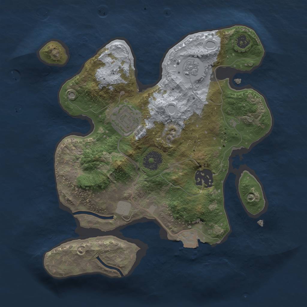 Rust Map: Procedural Map, Size: 2400, Seed: 591168427, 6 Monuments