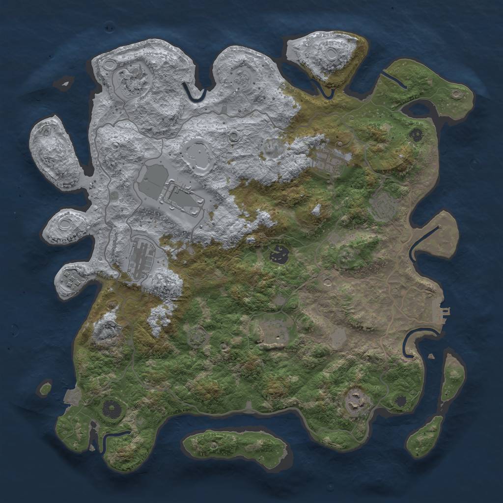 Rust Map: Procedural Map, Size: 4000, Seed: 919460366, 16 Monuments