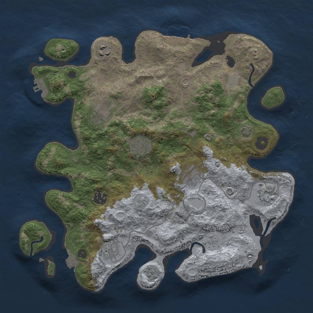 Rust Map: Procedural Map, Size: 3450, Seed: 56082399, 16 Monuments