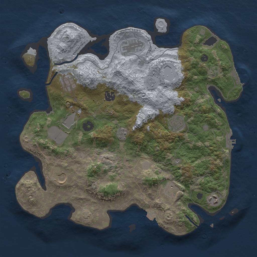 Rust Map: Procedural Map, Size: 3600, Seed: 91049692, 17 Monuments