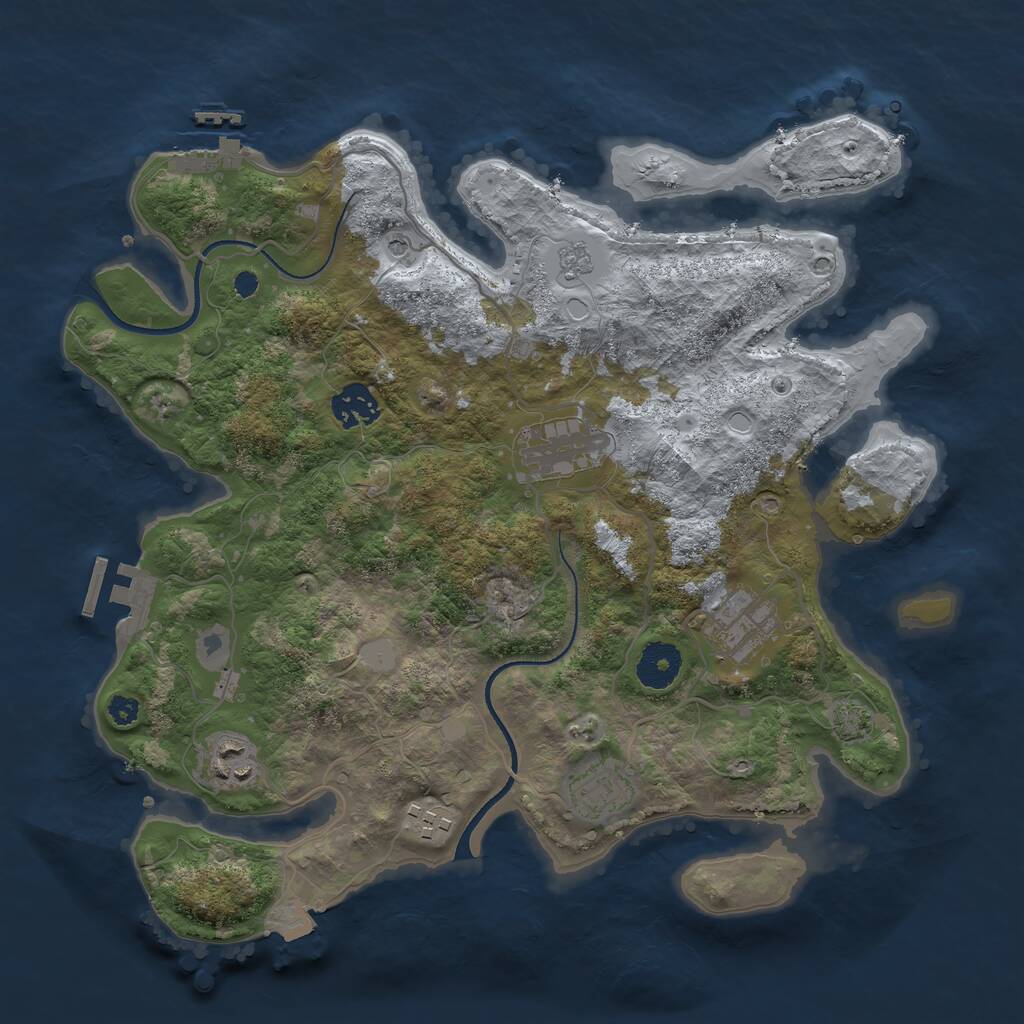 Rust Map: Procedural Map, Size: 3400, Seed: 23197498, 12 Monuments