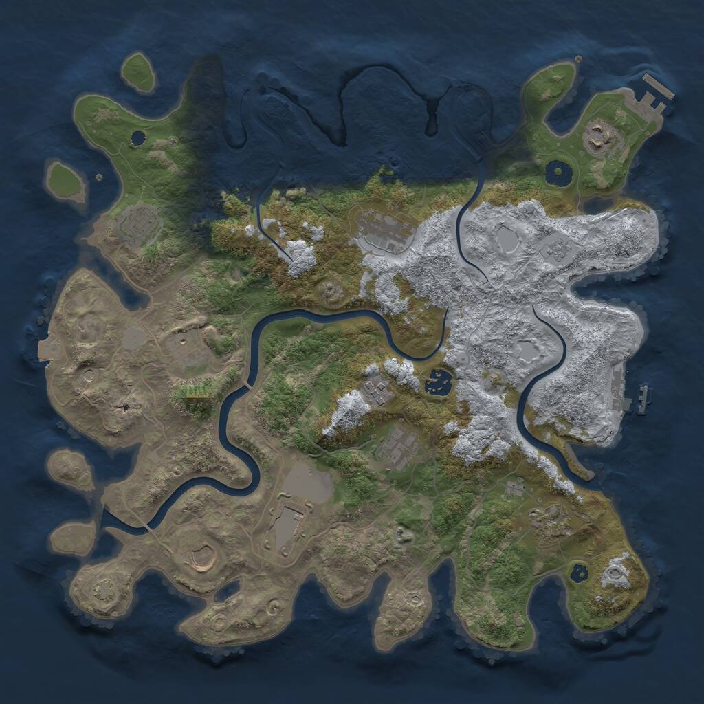 Rust Map: Procedural Map, Size: 3900, Seed: 76146732, 16 Monuments