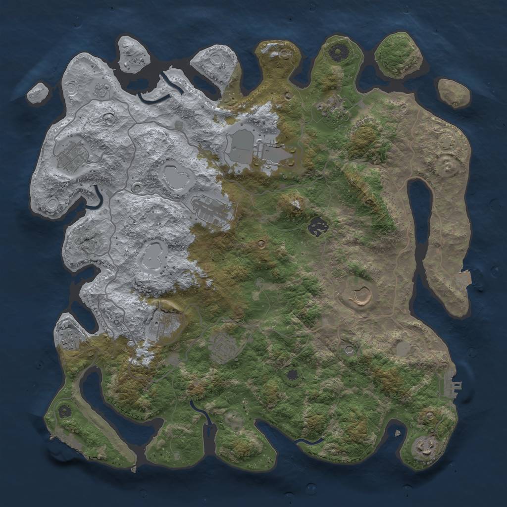 Rust Map: Procedural Map, Size: 4000, Seed: 42383107, 18 Monuments