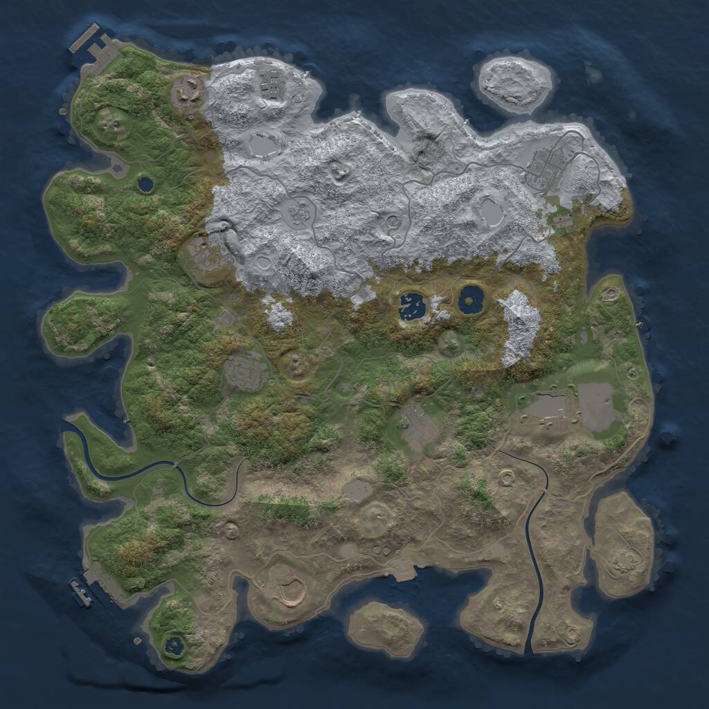 Rust Map: Procedural Map, Size: 3850, Seed: 18972986, 15 Monuments