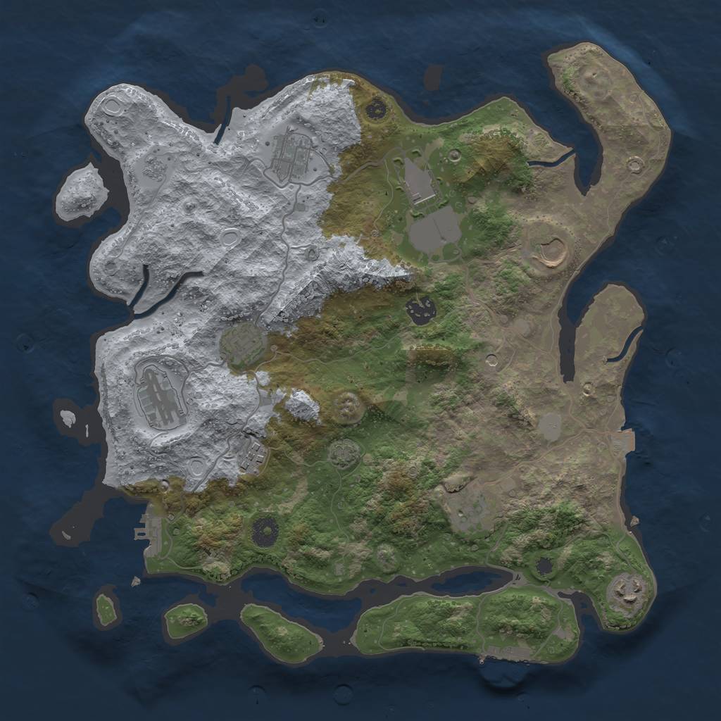 Rust Map: Procedural Map, Size: 3700, Seed: 7482509, 17 Monuments
