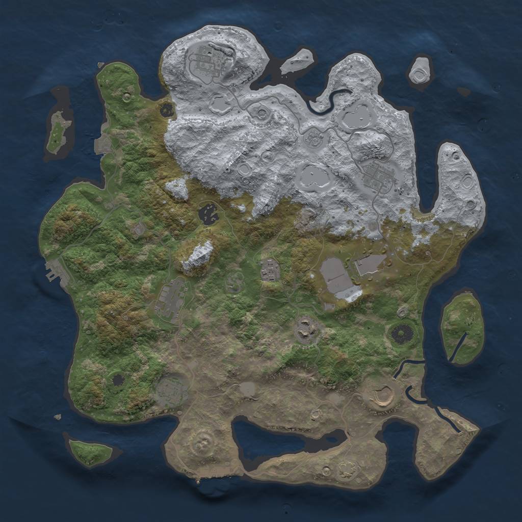 Rust Map: Procedural Map, Size: 3850, Seed: 49569396, 17 Monuments