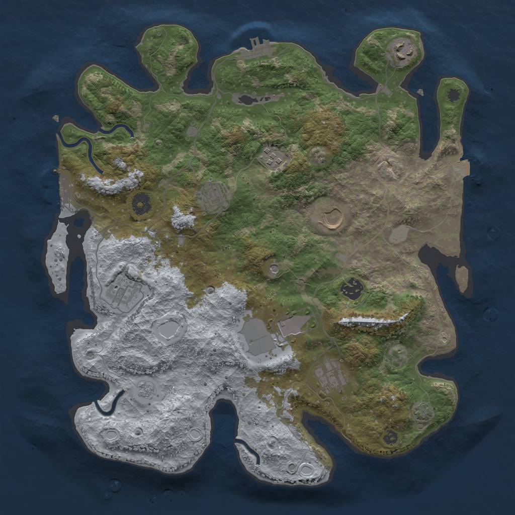 Rust Map: Procedural Map, Size: 3700, Seed: 52995645, 16 Monuments