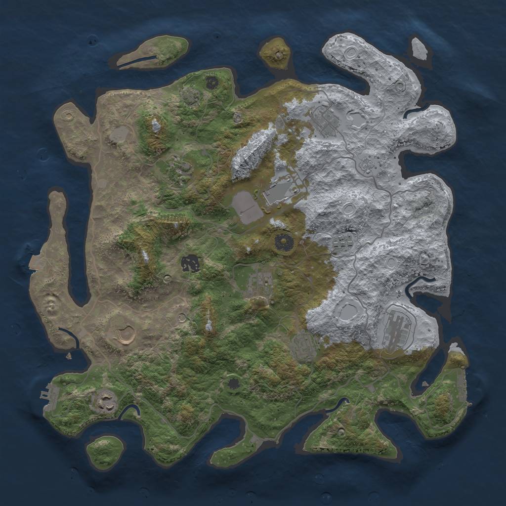 Rust Map: Procedural Map, Size: 4000, Seed: 58840908, 18 Monuments