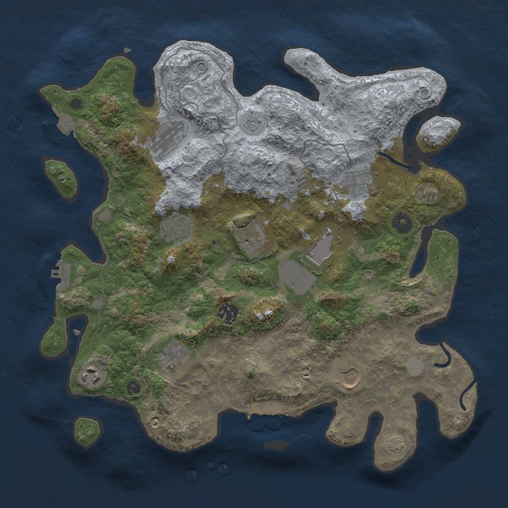 Rust Map: Procedural Map, Size: 3700, Seed: 38133330, 17 Monuments