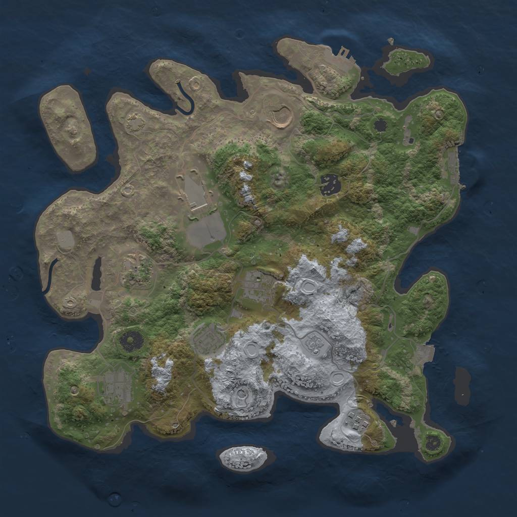 Rust Map: Procedural Map, Size: 3500, Seed: 1881733, 16 Monuments