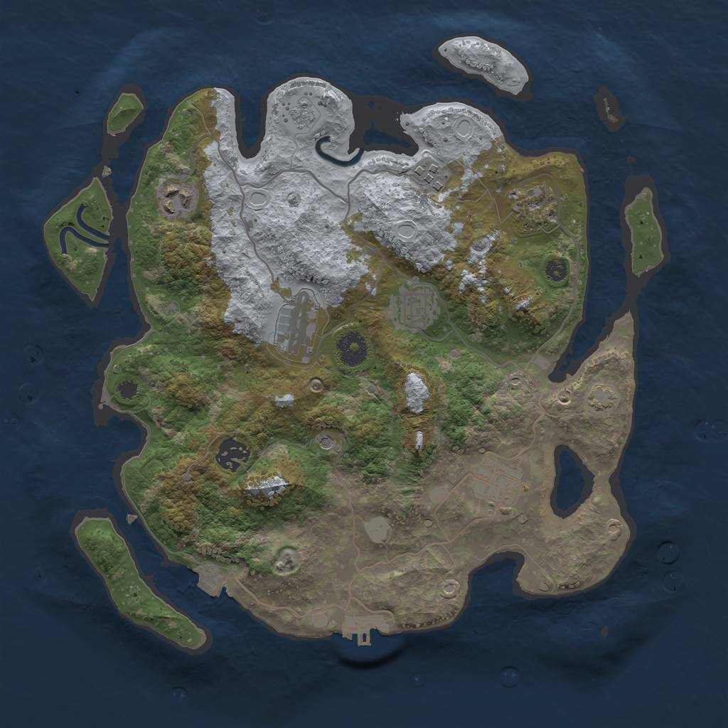 Rust Map: Procedural Map, Size: 3400, Seed: 30414537, 14 Monuments