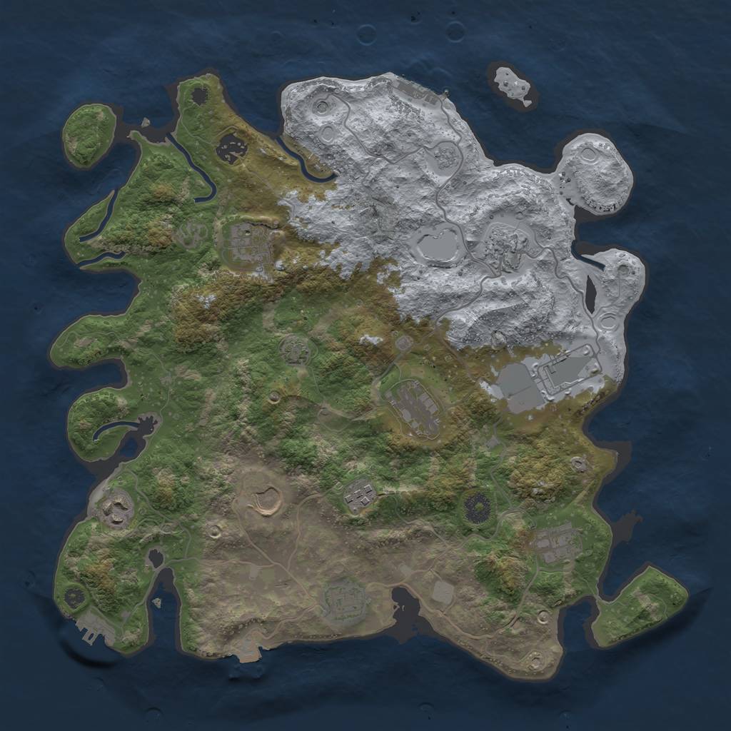 Rust Map: Procedural Map, Size: 3800, Seed: 17708255, 18 Monuments