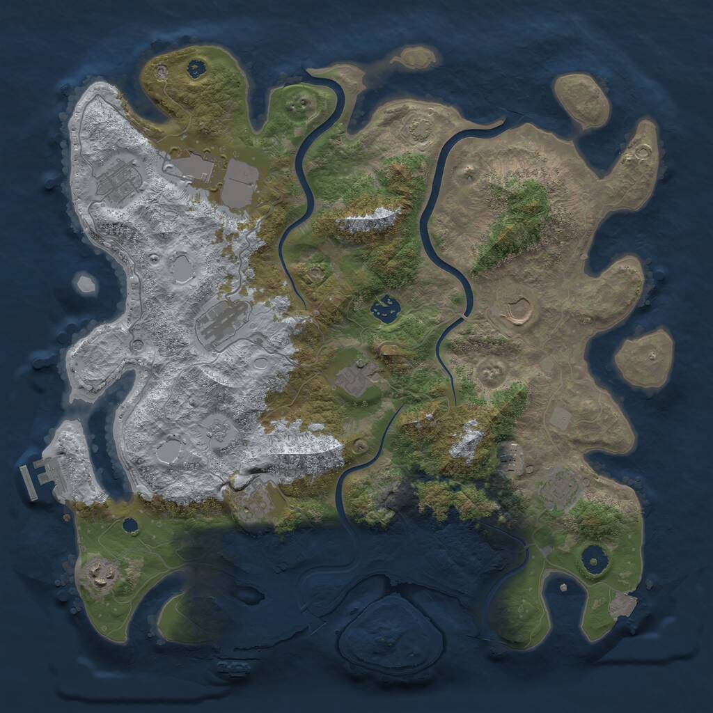 Rust Map: Procedural Map, Size: 3950, Seed: 31782406, 16 Monuments