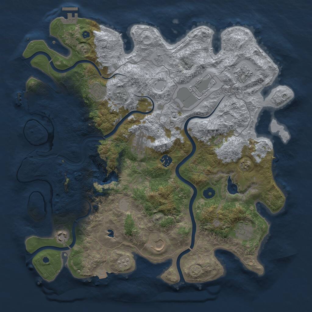 Rust Map: Procedural Map, Size: 4100, Seed: 37645032, 15 Monuments