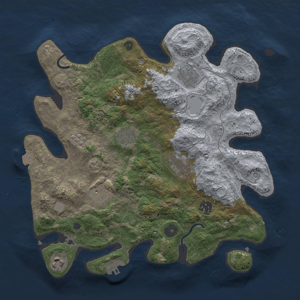 Rust Map: Procedural Map, Size: 3400, Seed: 36213785, 14 Monuments