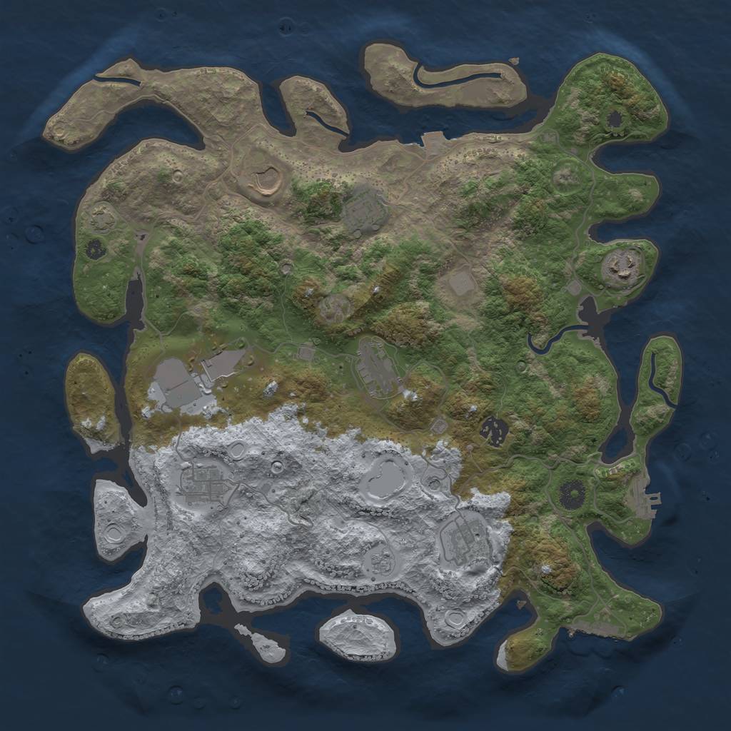 Rust Map: Procedural Map, Size: 3850, Seed: 30132285, 16 Monuments