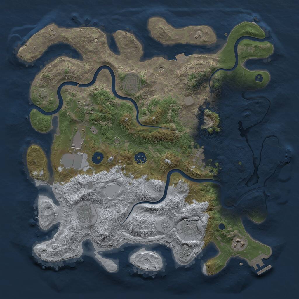 Rust Map: Procedural Map, Size: 3850, Seed: 30132285, 15 Monuments