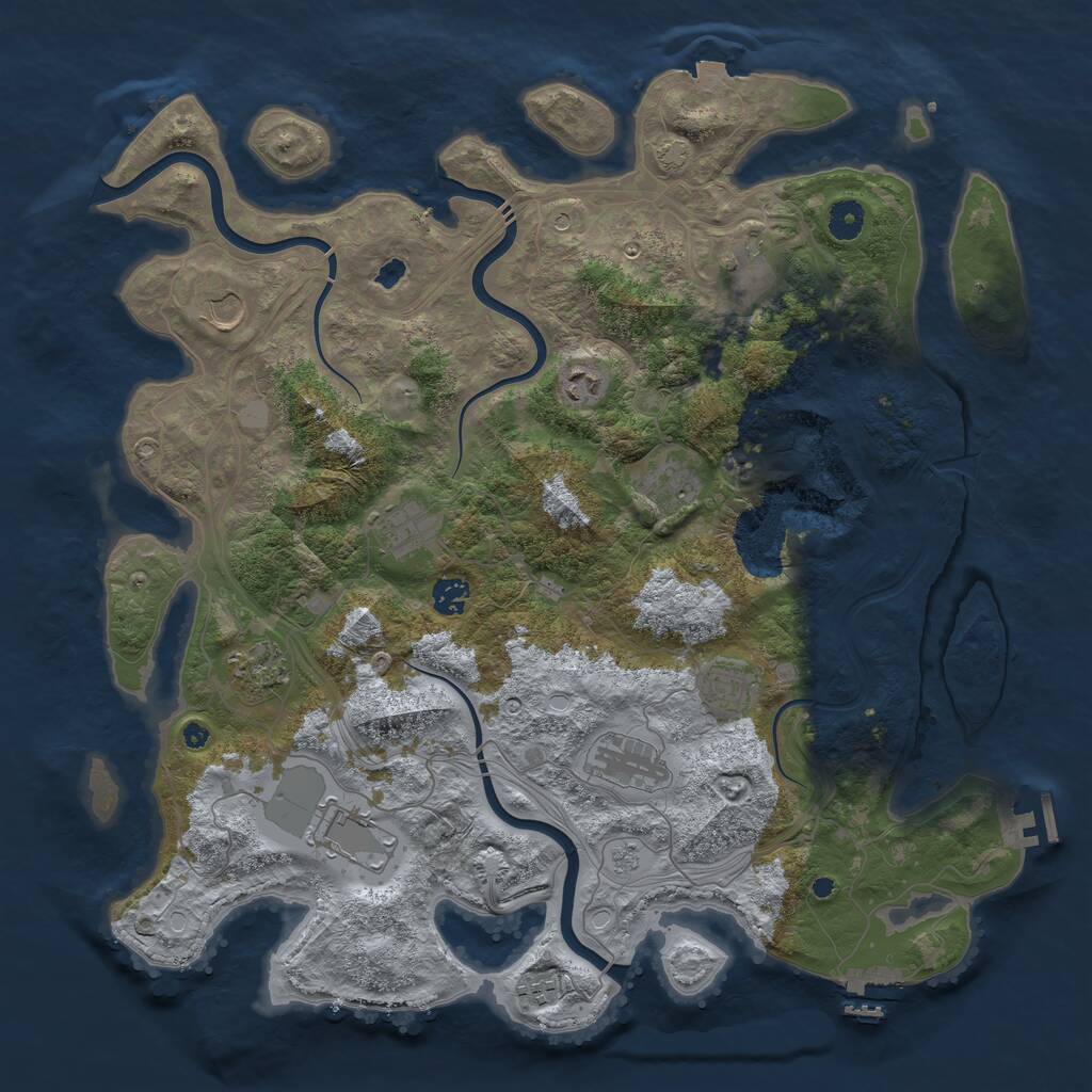 Rust Map: Procedural Map, Size: 4300, Seed: 78828610, 17 Monuments