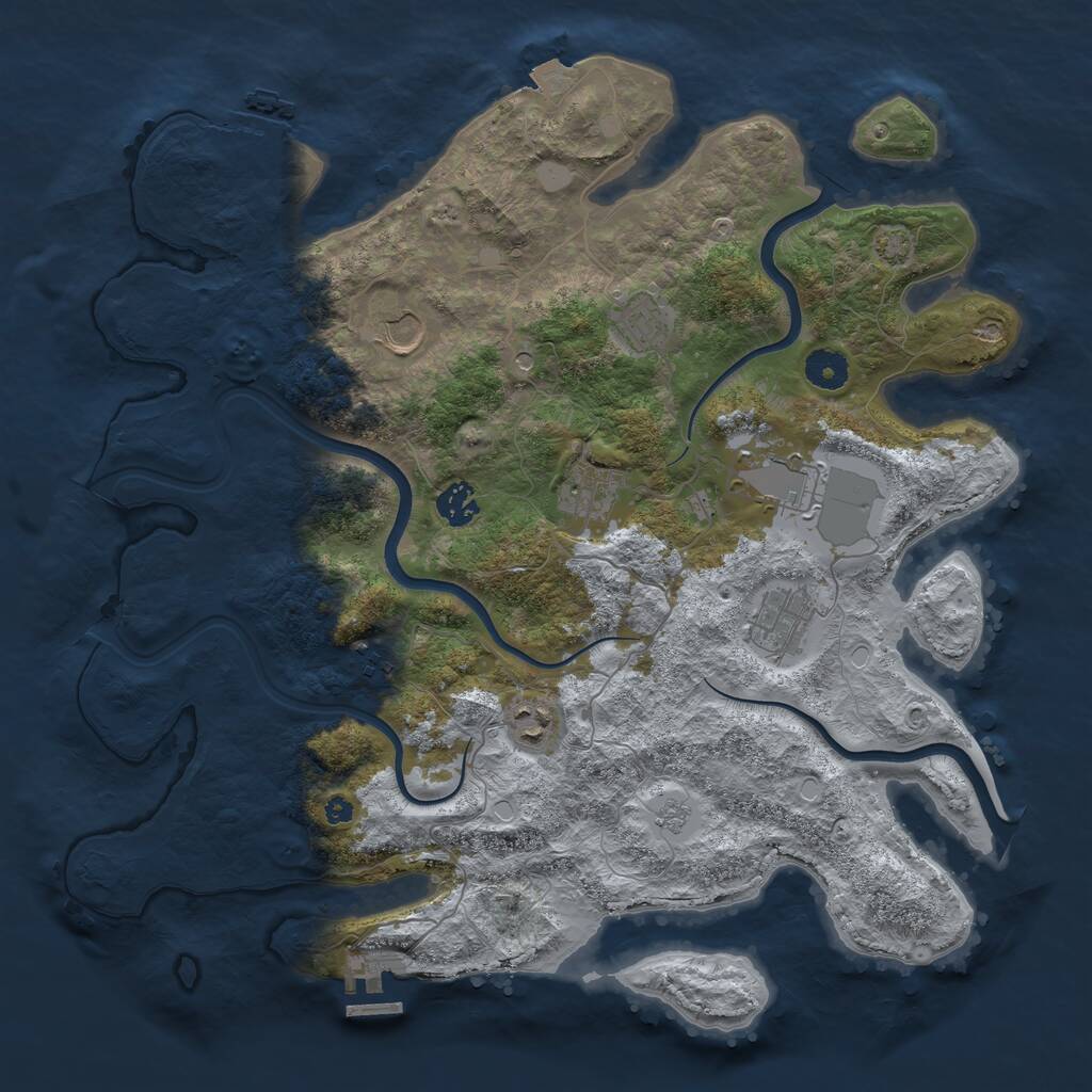 Rust Map: Procedural Map, Size: 3900, Seed: 21119505, 14 Monuments