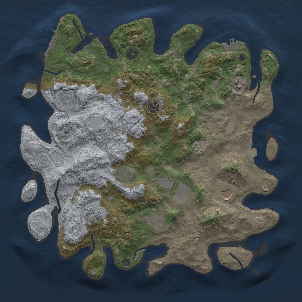 Rust Map: Procedural Map, Size: 3950, Seed: 84461173, 17 Monuments