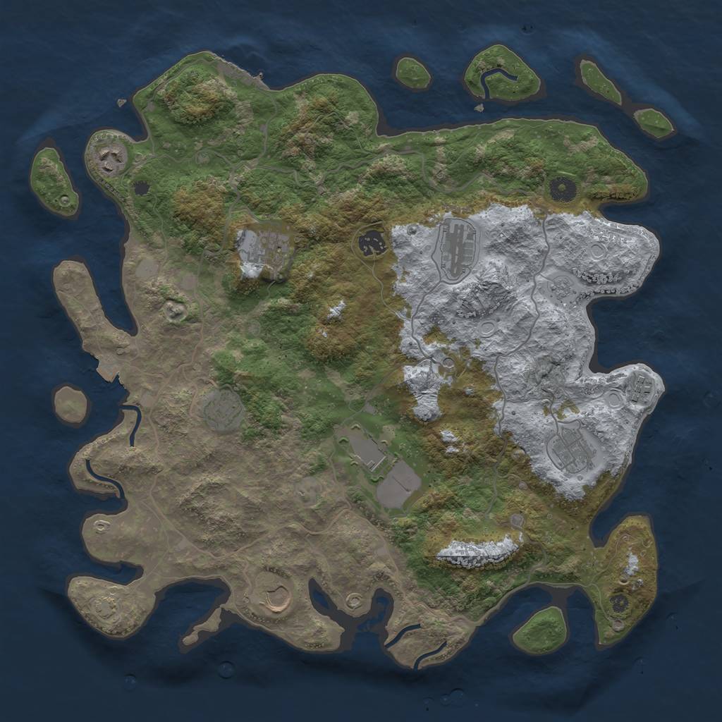 Rust Map: Procedural Map, Size: 4100, Seed: 63255261, 16 Monuments