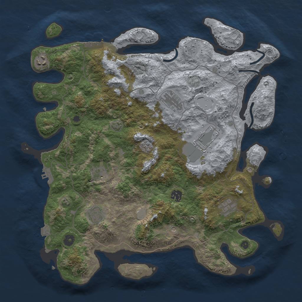 Rust Map: Procedural Map, Size: 4000, Seed: 24120513, 16 Monuments
