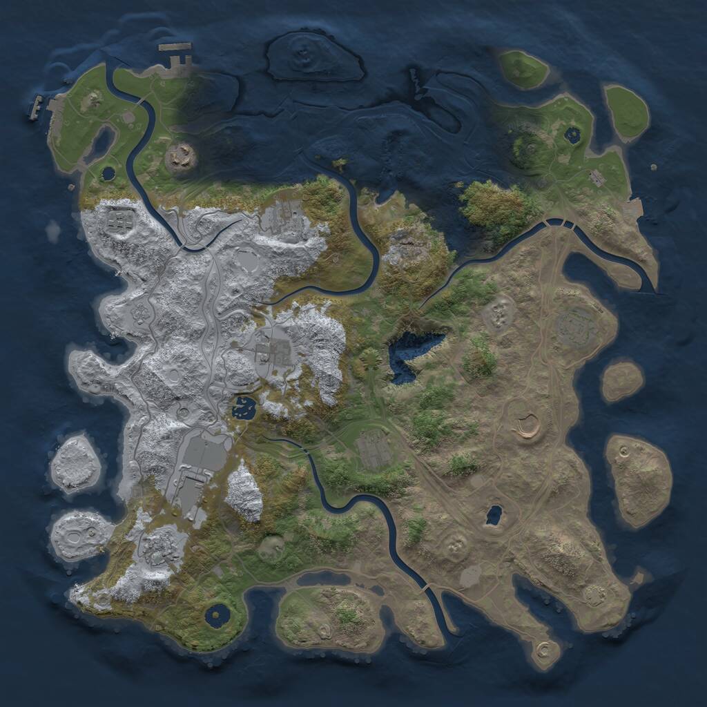Rust Map: Procedural Map, Size: 4400, Seed: 53070598, 16 Monuments