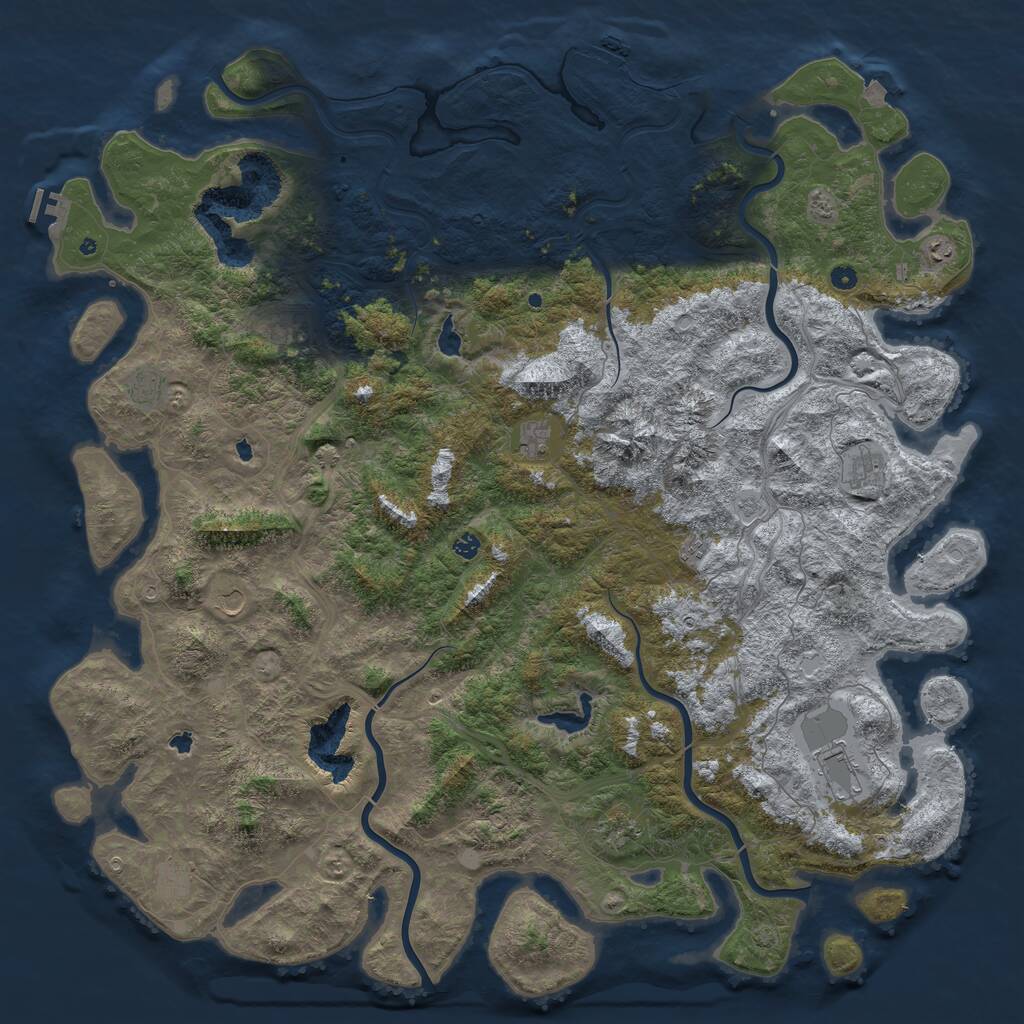 Rust Map: Procedural Map, Size: 6000, Seed: 296159056, 17 Monuments