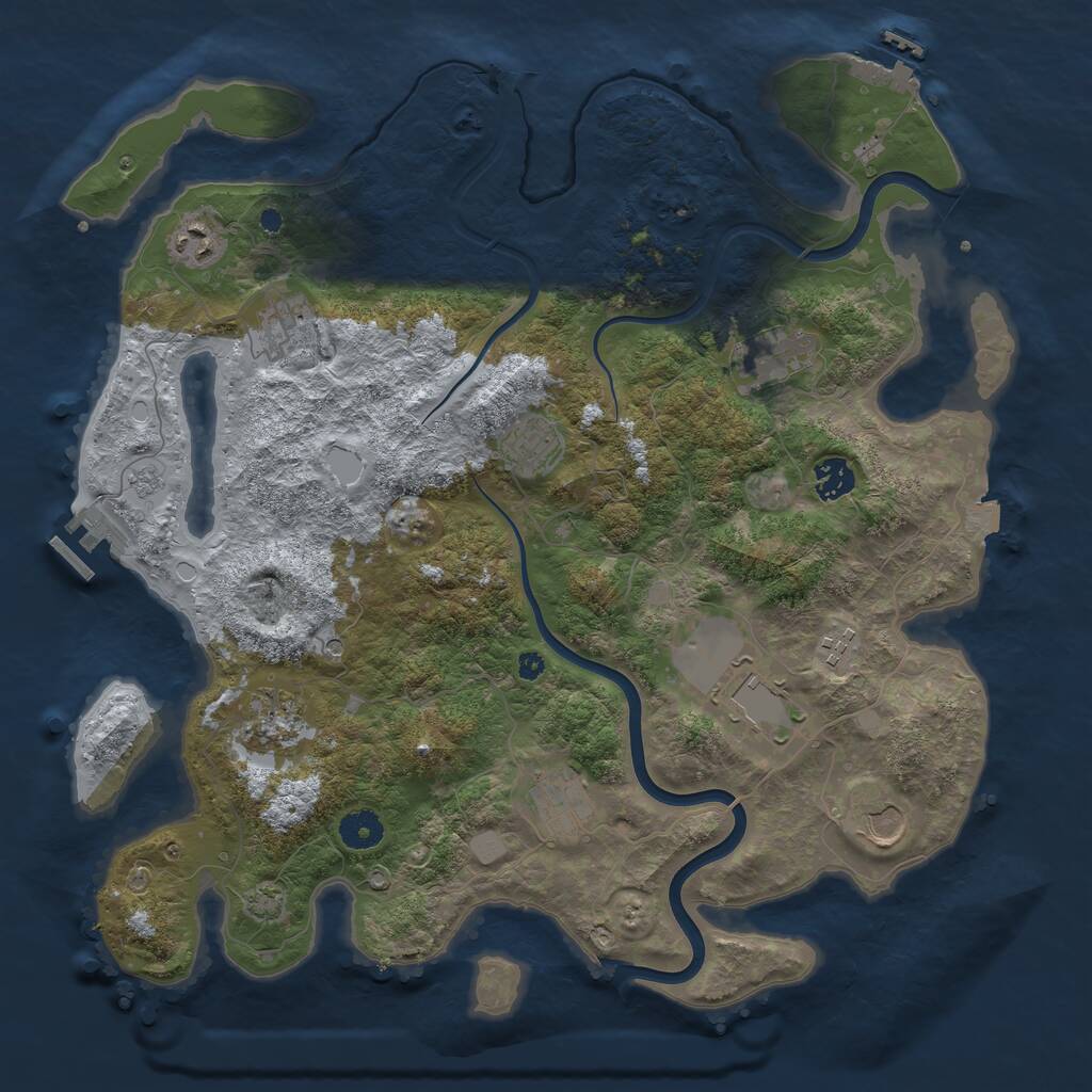 Rust Map: Procedural Map, Size: 3950, Seed: 13460398, 16 Monuments